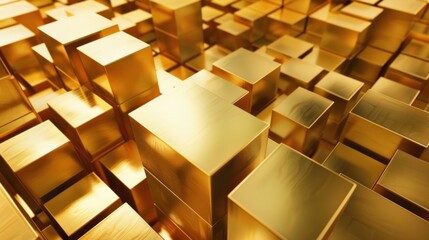 Poster - Abstract Gold Cubes Background