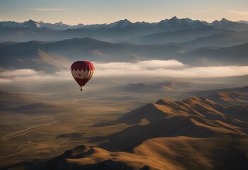 angle high rocky hot view landscape mountain balloon air background mist aircraft ballooning sky colourful travel recreation transport fly sunrise flight aerial