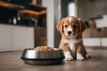 food puppy bowl eating dog home white jack young feeding cute ravenous brown metal small domestic mammal terrier russell canino purebred pet healthy lifestyle1