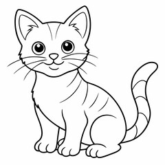 Naklejka na meble Adult coloring book. a cute cat. Line art design for antistress colouring pages in zentangle style. Vector illustration.