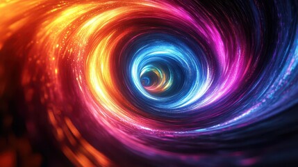 Wall Mural - swirling vortex of neon colors forming a hypnotic portal effect fractal patterns and geometric shape