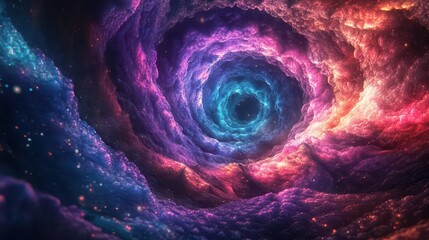Wall Mural - swirling vortex of neon colors forming a hypnotic portal effect fractal patterns and geometric shape