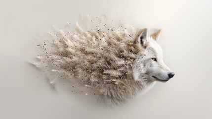 Wall Mural -   A wolf's head depicted with dirt on its back