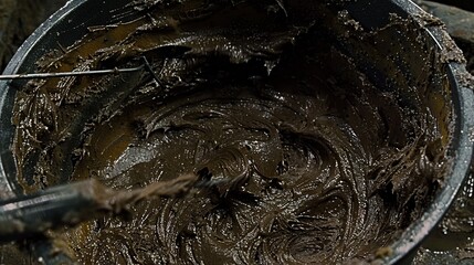 Poster -  A muddy bucket with tongs protruding from its top