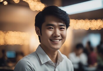 workplace coding asian smiling professional software office occupation Portrait developer Vietnamese business employee programming technology young computer datum engineer intelligent ma