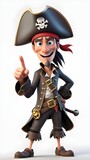 Happy male pirate illustration 3D. White background