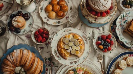 Wall Mural - bridgerton tea party food