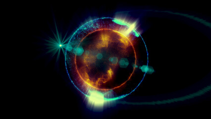 Wall Mural - energy sector.Futuristic magical plasma circle  glows in space.
