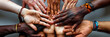 © john - Close-up of a lot of hands of people of different races . The concept of friendship and internationalism
