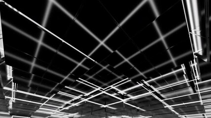 Wall Mural - an abstract representation of geometric lines and shapes created in striking black and white tones. 