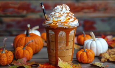 Poster - A pumpkin spice milkshake with whipped cream