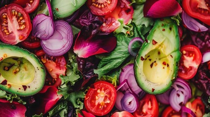 Poster -  avocado, tomatoes, onions, veggies