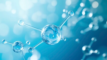 Poster - Abstract molecule model on a blue background.