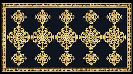 Canvas Print -   A black-and-gold wallpaper featuring a black background, a gold border, and a contrasting golden texture