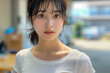 © AiPhoto - 白いTシャツの着たポニーテールの可愛い女の子 爽やか
