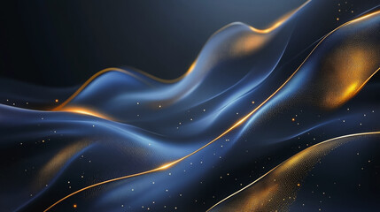 Wall Mural - blue luxury background with golden line decoration and curve light effect with bokeh, innovation dig