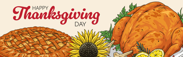 Sticker - Happy Thanksgiving day colorful banner