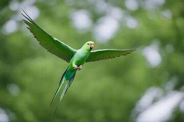 Wall Mural - green parrot on branch