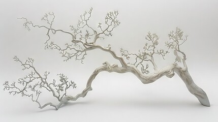 Sticker -   A white sculpture depicts two birds perched on separate tree branches