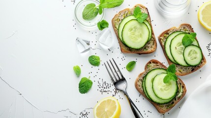 Poster - Cucumber Sandwiches with Mint and Chia Seeds