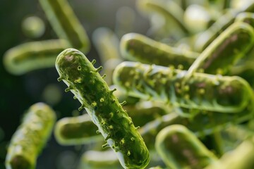 Wall Mural - A close up of a bunch of green pickles. The pickles are all different sizes and are all green