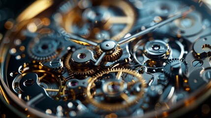 A close-up look at time's precision with complex gears and mechanisms