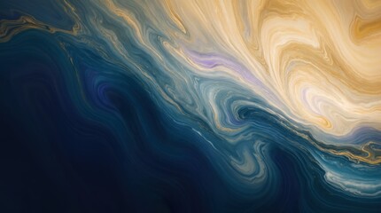 Abstract pattern in blue and gold resembling flowing marble 