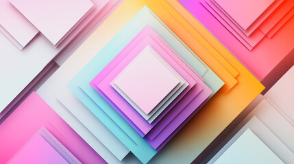 Abstract white background with pastel colorful 3D abstract background overlap layer on dark space with square decoration. Modern graphic design element motion style concept for banner, flyer, card,