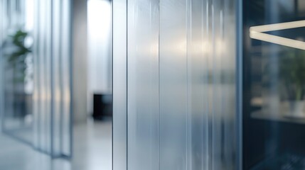 Wall Mural - A close-up view of a glass door in a modern building entrance