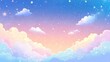 © Koplexs-Stock - Pastel Sky with Stars and Fluffy Clouds