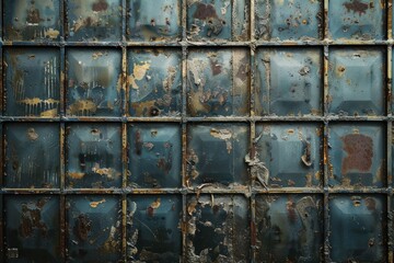 Poster - A rusty metal wall with paint worn off in some areas, showing the underlying surface