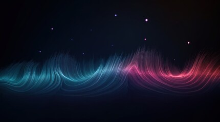 Wall Mural - abstract dark gradient with digital waves rippling and glowing dots