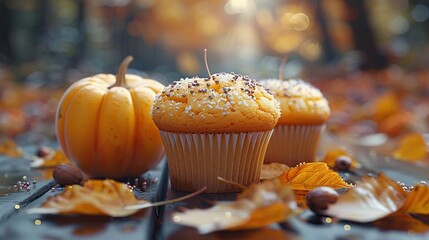 Poster - Autumnal Treats: Pumpkin and Muffins