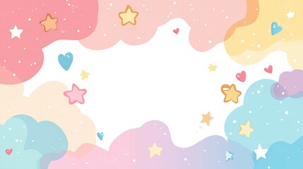 Sticker - Abstract Pastel Background with Stars and Hearts