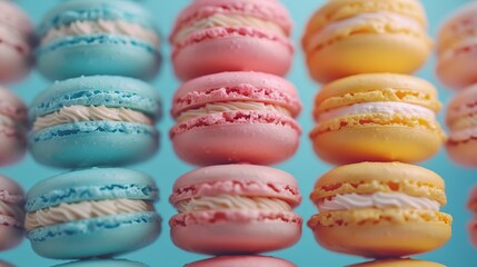 Wall Mural - Colorful French Macarons with Creamy Filling