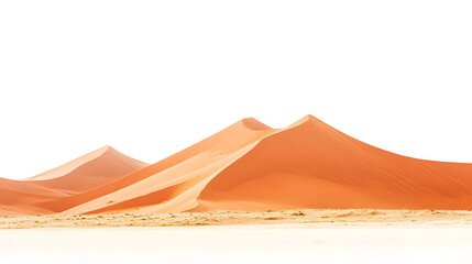 Namibian red sand dunes on a white background