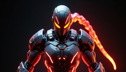 Poster - Futuristic Cyborg with Glowing Lights.