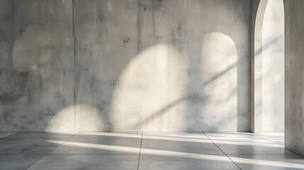 Poster - Minimalist Interior with Concrete Wall and Archway