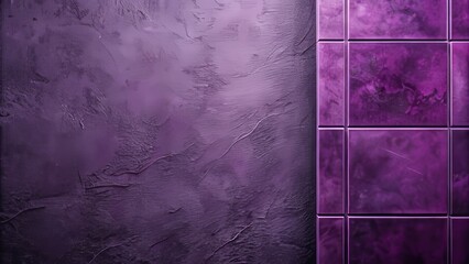 Wall Mural - Dark violet cement stone tile texture background with gradient corner, abstract vignette, and soft-grained violet plaster wall background evoking luxury and sophistication.