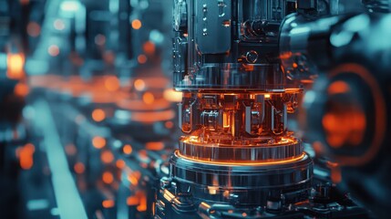 Aufkleber - A futuristic machine with glowing orange parts