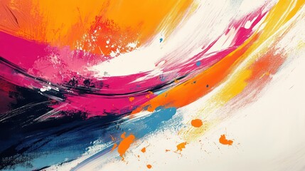 Poster - A colorful painting with splatters of paint that creates a sense of movement