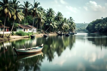 Sticker - boats on the lake