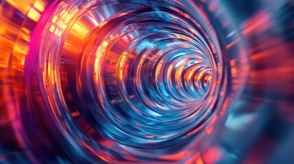 Poster - A spiral tunnel with a blue and orange glow