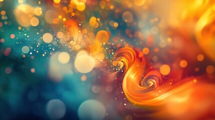 Wall Mural - A colorful swirl of light and dark blue and orange