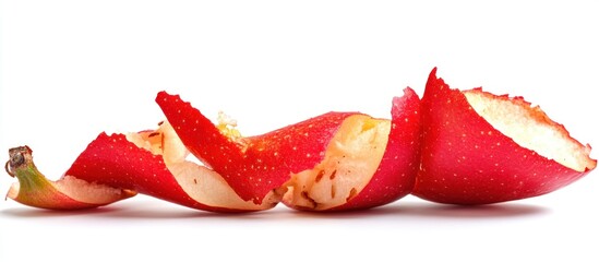 Canvas Print - Red Apple Peels Isolated on White Background