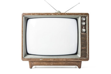 Vintage Television with White Screen