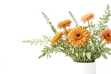 Poster - Orange Gerbera Daisies in a White Vase