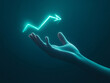 © oneli - Hand holding growth business strategy arrow concept on success target improvement with increase development graph profit or economy investment income target and goal increase achievement