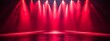 © Five Million Stocks - Free stage with lights and smoke, Empty stage with red spotlights, conser, show, party, Presentation concept. Red spotlight strike on black background