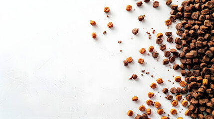 Dry dog food on a white background